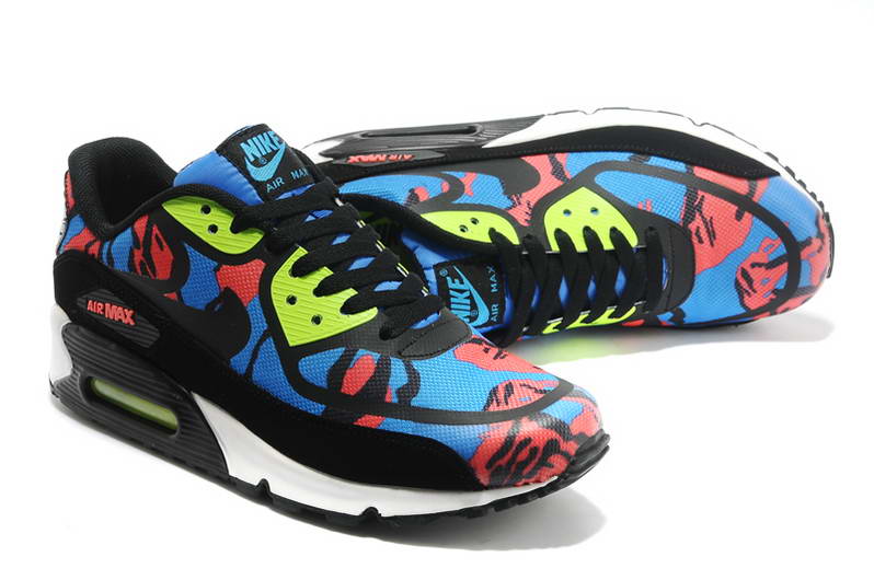 Nike Air Max 90 Chaussures Hommes pre TAPE Noir Bleu fluorescente verte (1)